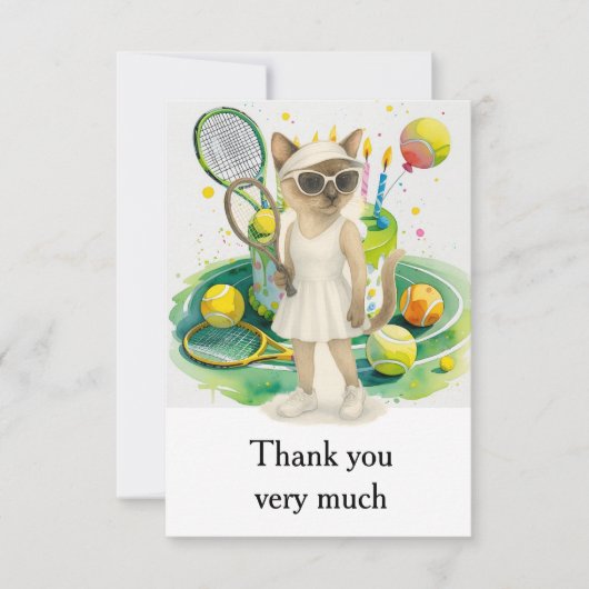 Tennis für siamesische Katzen-Liebhaber Dankeskarte (Vorderseite)
