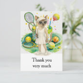 Tennis für siamesische Katzen-Liebhaber Dankeskarte (Stehend Vorderseite)