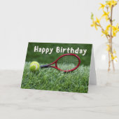 Tennis Geburtstag auf grünem Gras Karte (Gelbe Blume)