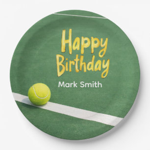 Tennis-Geburtstag mit Ball auf dem Spielfeld Pappteller