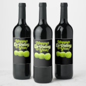 Tennis Geburtstag mit Ball für Spieler Weinetikett (Flaschen)