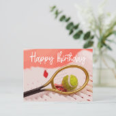Tennis Geburtstag mit Ball für Spielerkarte Postkarte (Stehend Vorderseite)