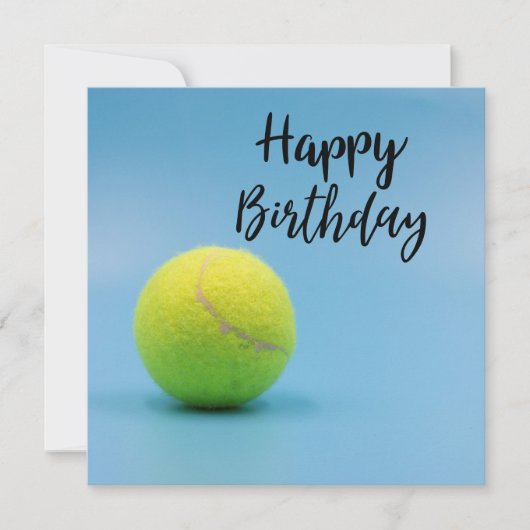 Tennis Geburtstag mit Ball und Racket auf Blue Karte (Vorderseite)