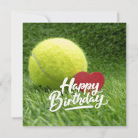 Tennis Geburtstag mit Ball und Schläger auf Grün