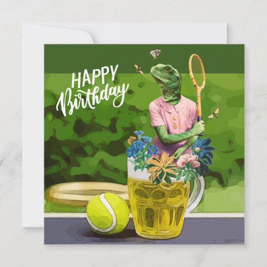 Tennis Geburtstag mit Bier und Ballschläger auf Gr (Vorderseite)