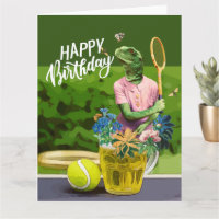 Tennis Geburtstag mit Bier und Ballschläger auf Gr