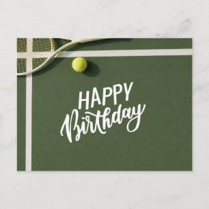 Tennis Geburtstag mit Bier und Ballschläger auf gr Postkarte
