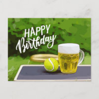 Tennis Geburtstag mit Bier und Ballschläger auf Gr