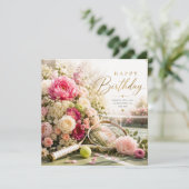 Tennis Geburtstag mit Blumen (Stehend Vorderseite)
