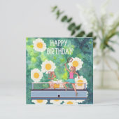 Tennis Geburtstag mit Tennis-Player auf Blume Karte (Stehend Vorderseite)