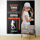 Tennis Geburtstag, Tennis Girl Player - Rückwürfe Wandteppich (Beispiel)
