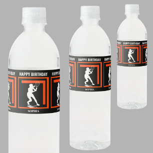Tennis Geburtstag, Tennis Girl Player Wasserflaschenetikett