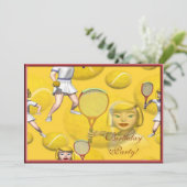 Tennis-Geburtstags-Party Einladung (Stehend Vorderseite)