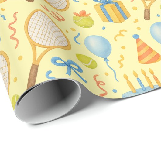 Tennis Geburtstagsparty für Tennis-Player Geschenkpapier (Rolleneckpunkt)