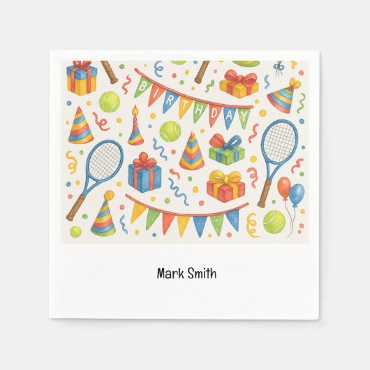 Tennis Geburtstagsparty für Tennis Player Serviette (Vorderseite)