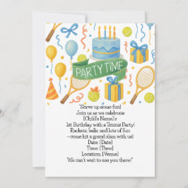 Tennis Geburtstagsparty zum Thema Tennis Liebhaber Einladung