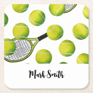 Tennis Gedicht mit Ball und Schläger Rechteckiger Pappuntersetzer