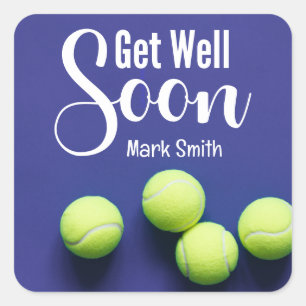 Tennis Get Well Quadratischer Aufkleber