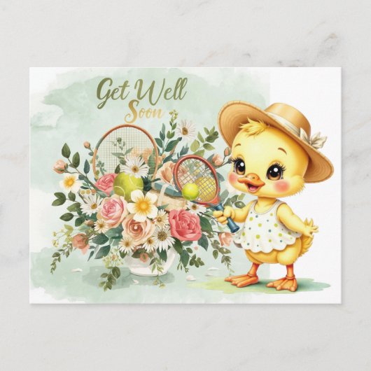 TENNIS Get well soon for Duck Lover  Postkarte (Vorderseite)