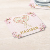 Tennis Girl Geburtstag Custom Wasserfarbe Untersetzer (angewinkelt)