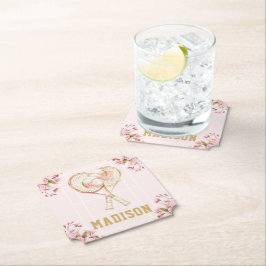 Tennis Girl Geburtstag Custom Wasserfarbe Untersetzer