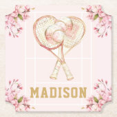 Tennis Girl Geburtstag Custom Wasserfarbe Untersetzer (Vorderseite)