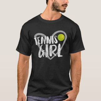 Tennis Girl Heart Tennis Player T-Shirt