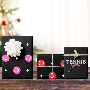 Tennis Girl Pink Balls Geschenk Geschenkpapier Set