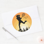 Tennis Girl Player - Spielplatz Runder Aufkleber (Umschlag)