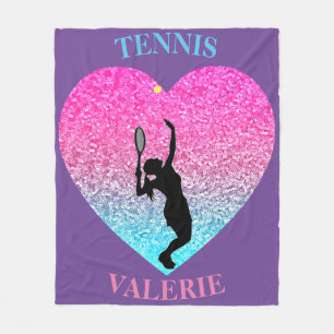 Tennis Girls Fleece Blanket mit Personalisiertem N