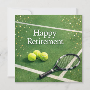Tennis Glücklicher Ruhestand mit Schläger und Ball Karte