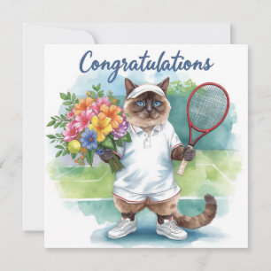 Tennis Glückwünsche mit Blume in der Hand Karte