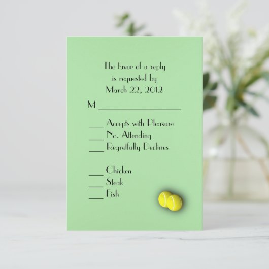 Tennis Green UAWG with Menu Choice RSVP Karte (Stehend Vorderseite)