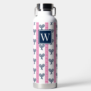 Tennis Griechischer Schlüsselstreifen - Hot Pink & Trinkflasche