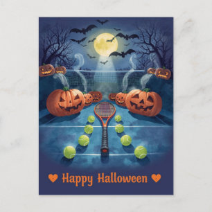 Tennis Halloween für Tennisspieler mit Schläger Feiertagspostkarte