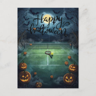 Tennis Halloween für Tennisspieler mit Schläger Feiertagspostkarte