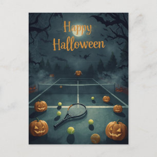 Tennis Halloween für Tennisspieler mit Schläger Feiertagspostkarte