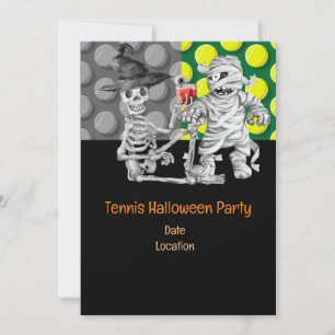 Tennis Halloween-Party mit Tennisball und Gespenst Einladung