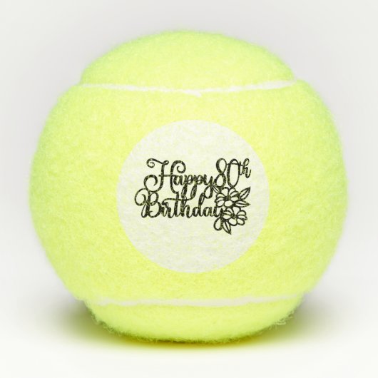 Tennis Happy 80. Geburtstag Tennis Balls Tennisbälle (Vorderseite)