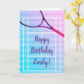 Tennis Happy Birthday Girl Karte (Gelbe Blume)