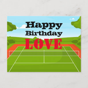 Tennis Happy Birthday Liebe zum Spieler Postkarte