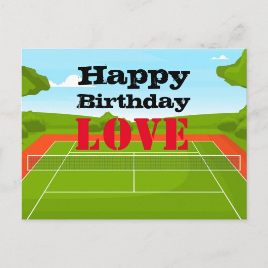Tennis Happy Birthday Liebe zum Spieler Postkarte (Vorderseite)