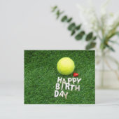 Tennis Happy Birthday mit Liebe Postkarte (Stehend Vorderseite)