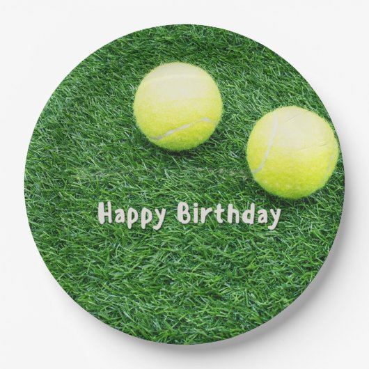 Tennis Happy Birthday  Pappteller (Vorderseite)