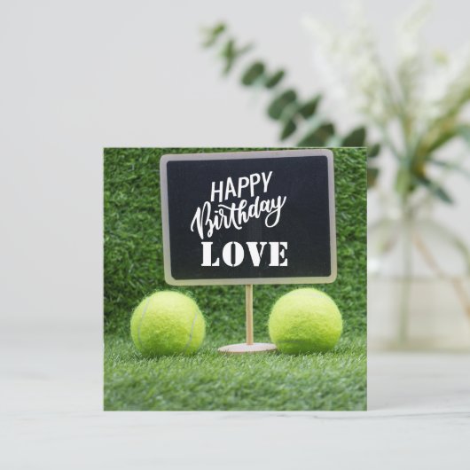 Tennis Happy Birthday Postcard (Stehend Vorderseite)