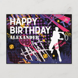 Tennis 🎾 Happy Birthday Postcard Postkarte