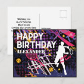 Tennis 🎾 Happy Birthday Postcard Postkarte (Vorne/Hinten)