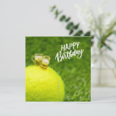 Tennis Happy Birthday Tennis Ball mit Bier grün (Stehend Vorderseite)