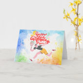 Tennis Happy Birthday Tennis Player Aquarell Karte (Gelbe Blume)