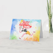 Tennis Happy Birthday Tennis Player Aquarell Karte (Vorderseite)